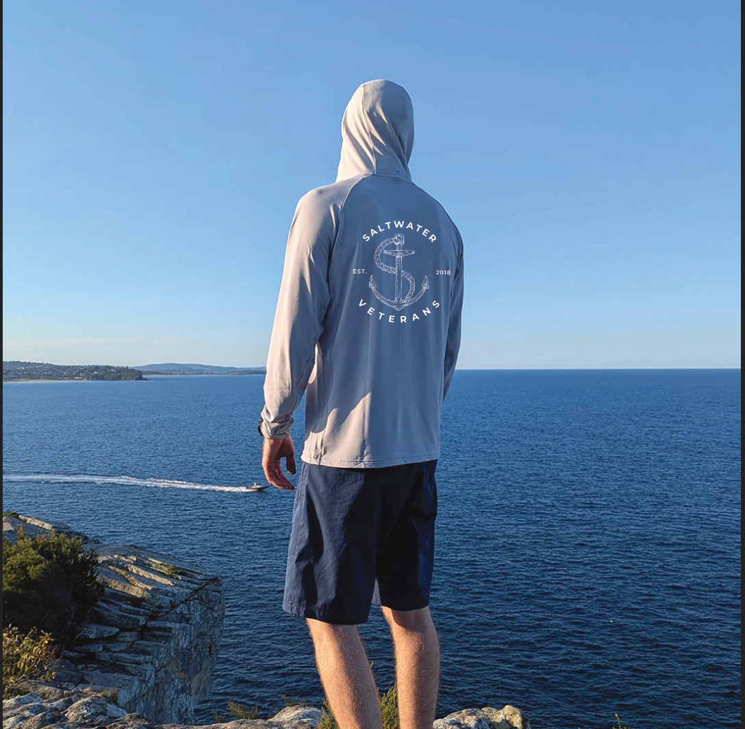 Burke | The Saltwater Ninja - Hooded Sun Shirt with Buff | Saltwater Veterans Branded