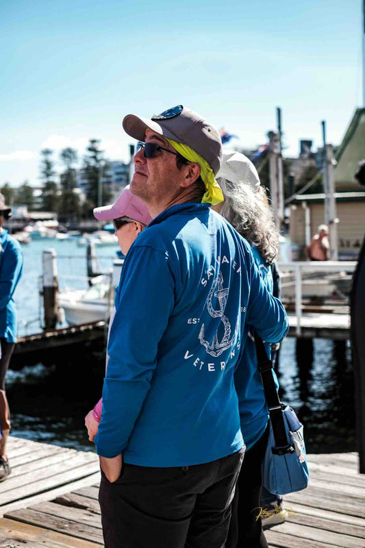 a Saltwater Veteran volunteering embracing family during the SVSP ANZAC Sail 2026