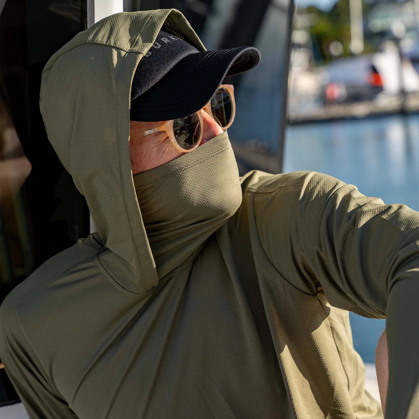 Burke | The Saltwater Ninja - Hooded Sun Shirt with Buff | Saltwater Veterans Branded